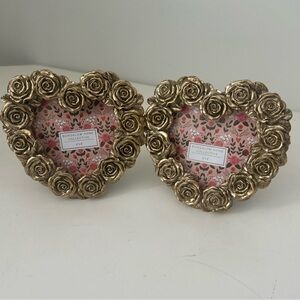 Golden Heart-Shaped Rose Photo Frames